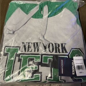 New York Jets Under Center Long Sleeve Hoodie T-Shirt - Gray/Kelly Green